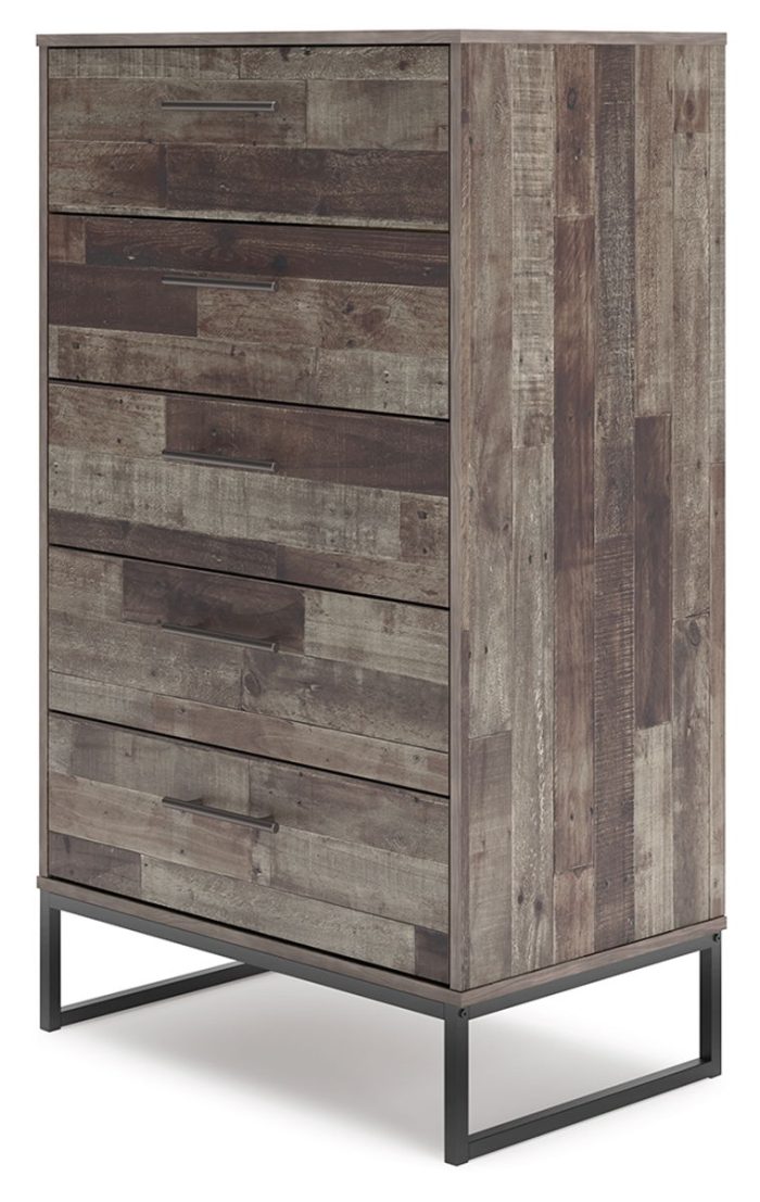 Neilsville - Black / Gray - Five Drawer Chest - Image 3