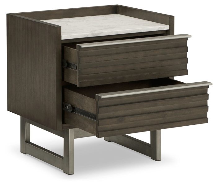 Arkenton - Grayish Brown / White - Two Drawer Night Stand - Image 4