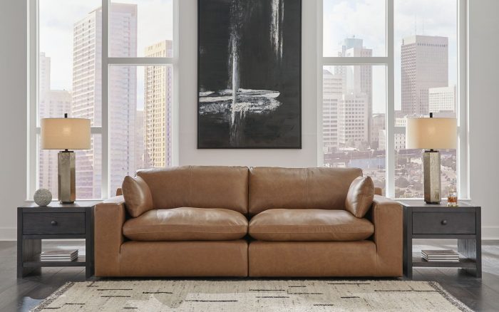 Emilia - Caramel - 3 Pc. - 2-Piece Sectional Loveseat, Ottoman - Image 4