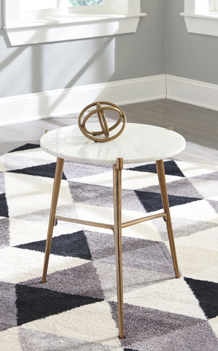 Chadton - White / Gold Finish - Accent Table - Image 3