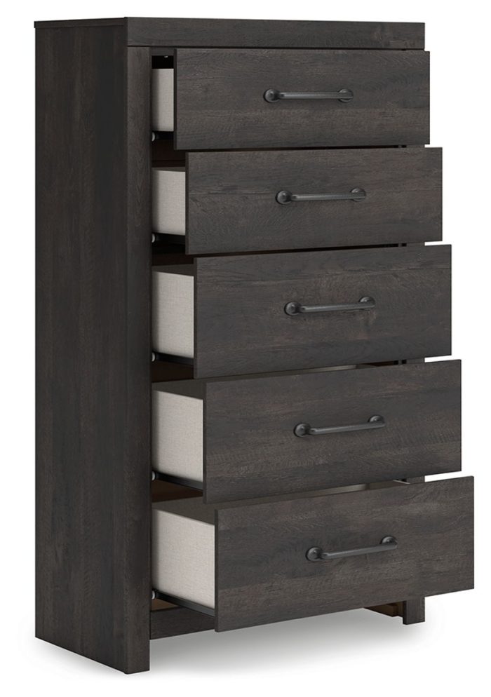 Hollivern - Dark Gray - Five Drawer Chest - Image 3