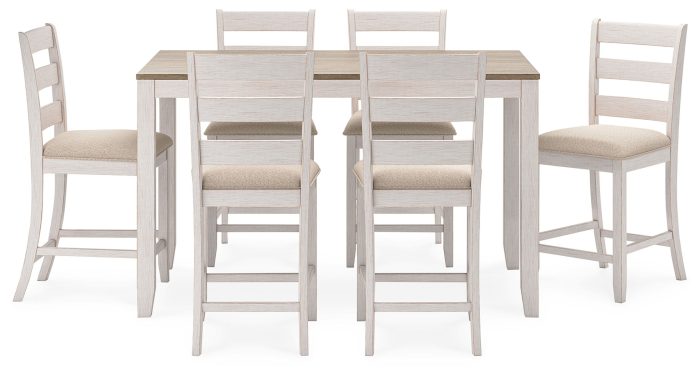 Skempton - White / Light Brown - Counter Height Dining Table and Bar Stools (Set of 7) - Image 2