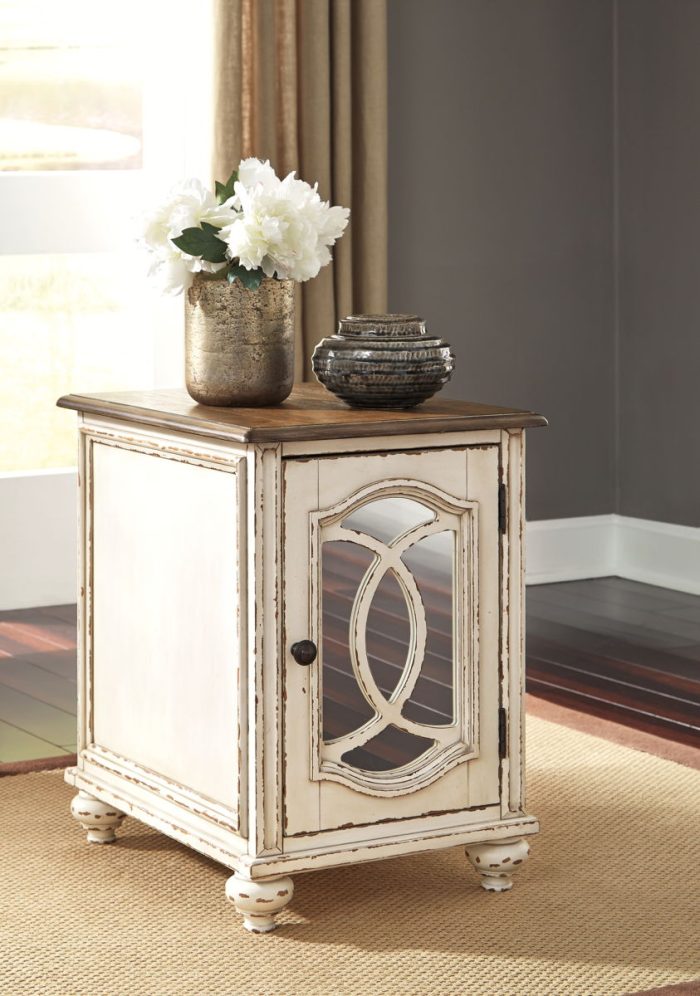 Realyn - White / Brown - Chair Side End Table - Insert Mirror - Image 3