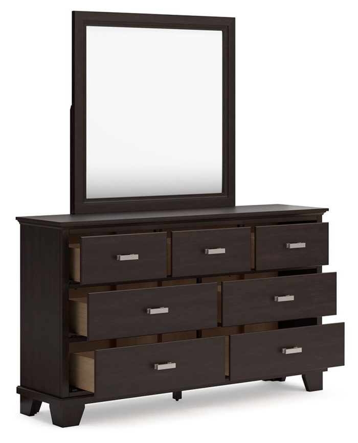 Covetown - Dark Brown - Dresser And Mirror - Image 4
