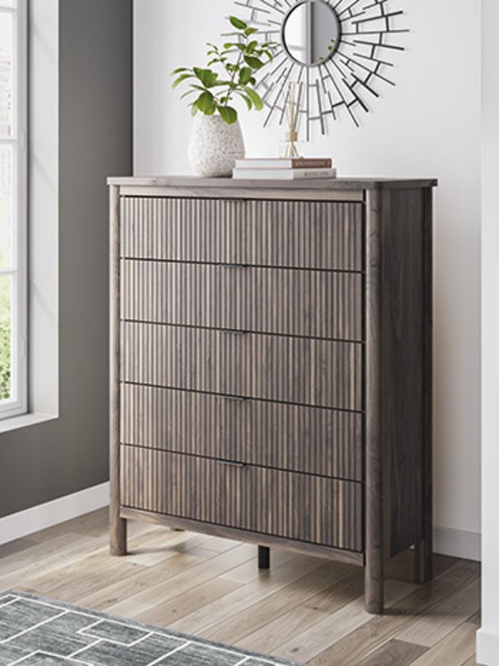 Pamytta - Brown - Five Drawer Wide Chest