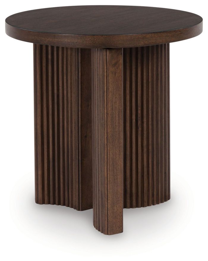 Korestone - Dark Brown - Round End Table