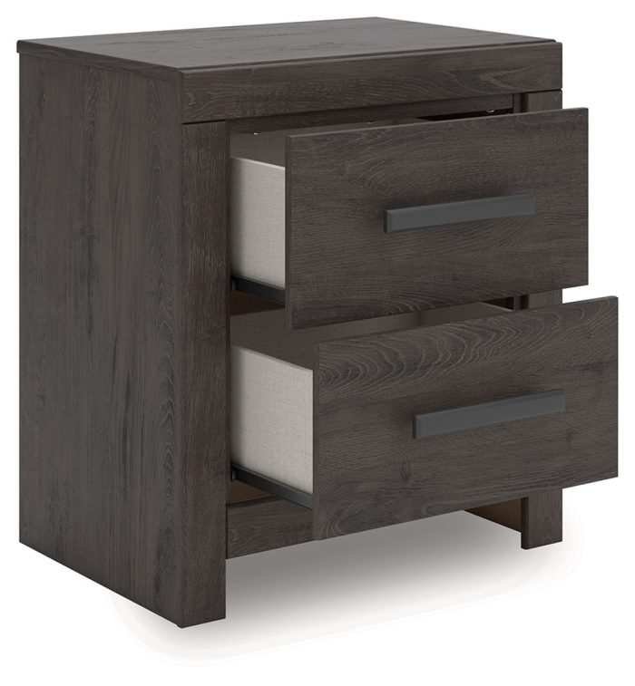 Prendonea - Charcoal - Two Drawer Night Stand - Image 3