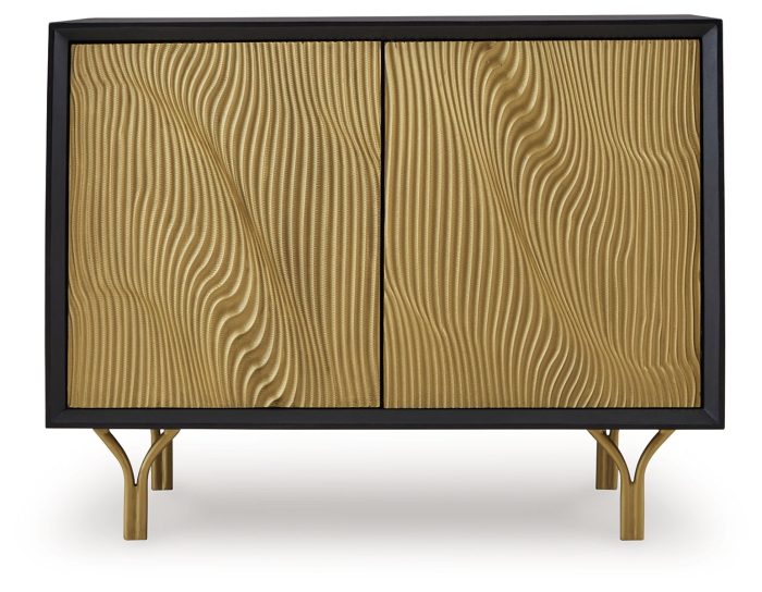 Tayner - Black / Gold Finish - Accent Cabinet - Image 3
