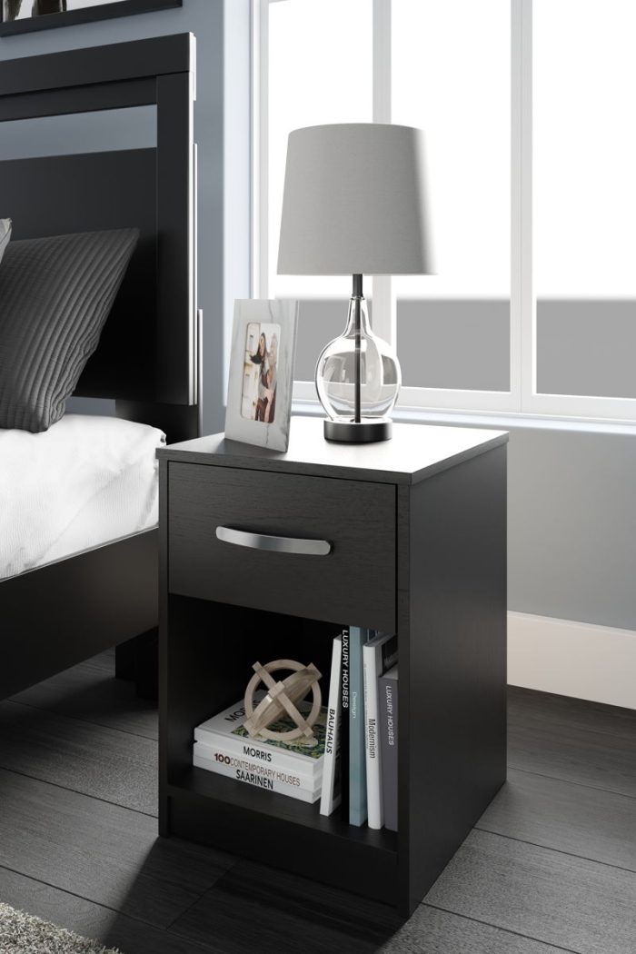 Finch - Black - One Drawer Night Stand - 23" Height - Image 4