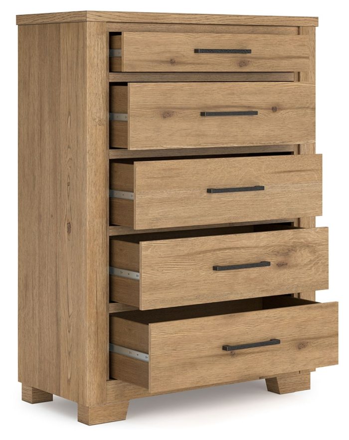 Galliden - Light Brown - Five Drawer Chest - Image 3