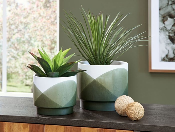 Ardenridge - Green / White - Planter Set (Set of 2) - Image 4