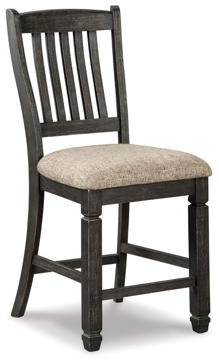 Tyler Creek - Black / Grayish Brown - Upholstered Barstool (Set of 2)