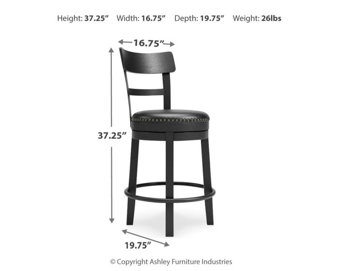 Valebeck - Full Back Swivel Stool - Image 9