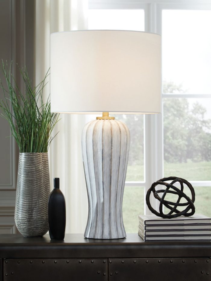 Lanwell - Antique Gray - Poly Table Lamp - Image 4