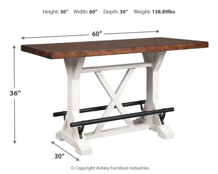 Valebeck - White / Brown - Rectangular Dining Room Counter Table - Image 3