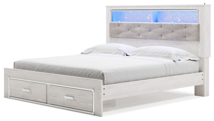 Altyra - White - King Upholstered Bookcase Bed With Storage - Image 4