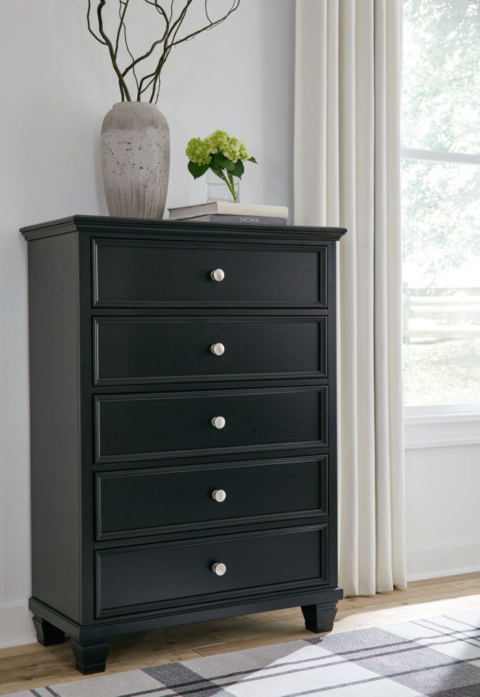 Lanolee - Black - Five Drawer Chest - Image 2