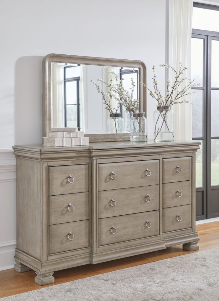 Lexorne - Gray - Dresser And Mirror - Image 4