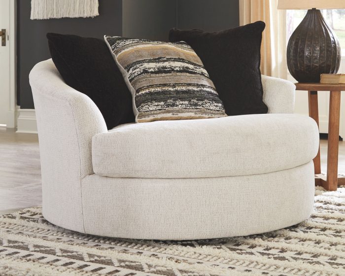 Cambri - Snow - Oversized Round Swivel Chair - Image 4