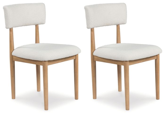 Sawdyn - White / Light Brown - 5 Pc. - Round Dining Room Table, 4 Side Chairs - Image 4