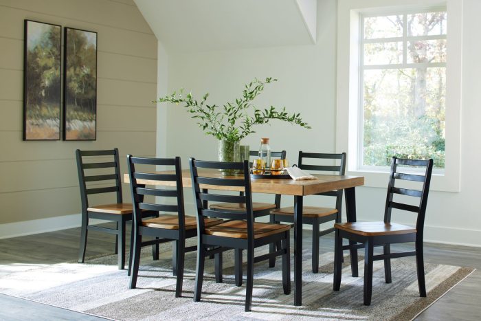 Blondon - Brown / Black - Rectangular Drm Table Set (Set of 7) - Image 4