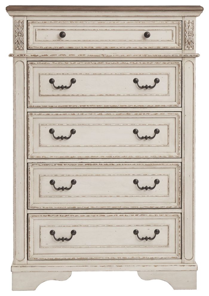 Realyn - White / Brown / Beige - Five Drawer Chest - Image 3