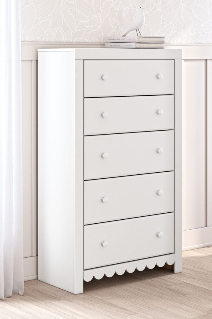 Mollviney - White - Five Drawer Chest - Image 2