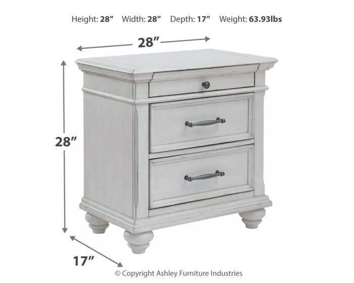 Kanwyn - Whitewash - Three Drawer Night Stand - Image 2