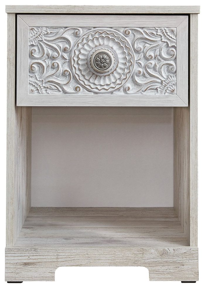 Paxberry - Whitewash - One Drawer Night Stand - Open Cubby - Image 3