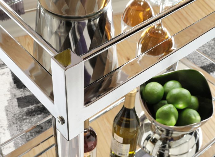 Chaseton - Clear / Silver Finish - Bar Cart - Image 4