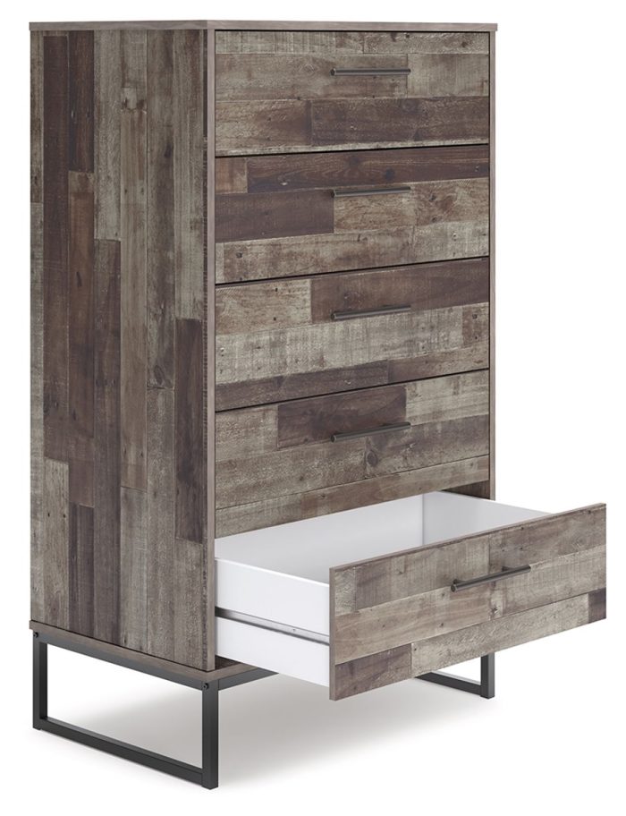 Neilsville - Black / Gray - Five Drawer Chest - Image 4