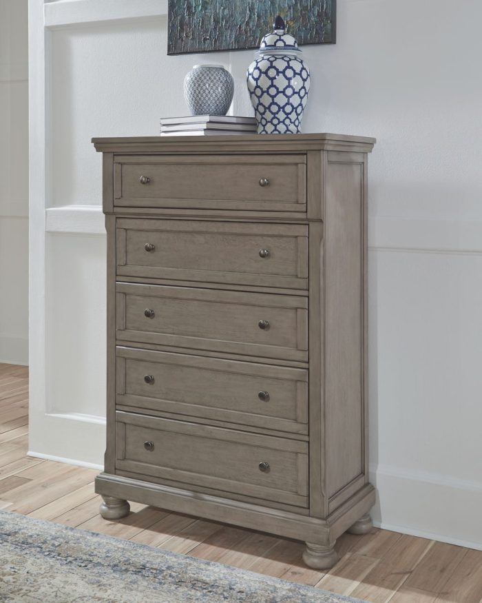 Lettner - Light Gray - Five Drawer Chest - 2-handles - Image 4