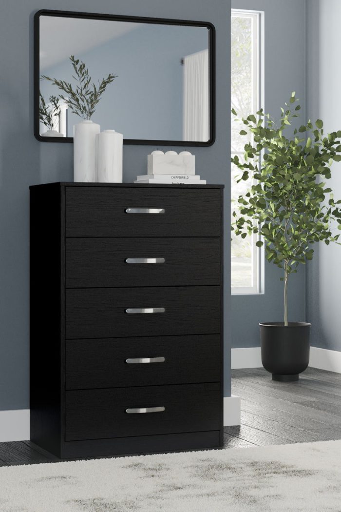 Finch - Black - Five Drawer Chest - 46" Height - Image 4