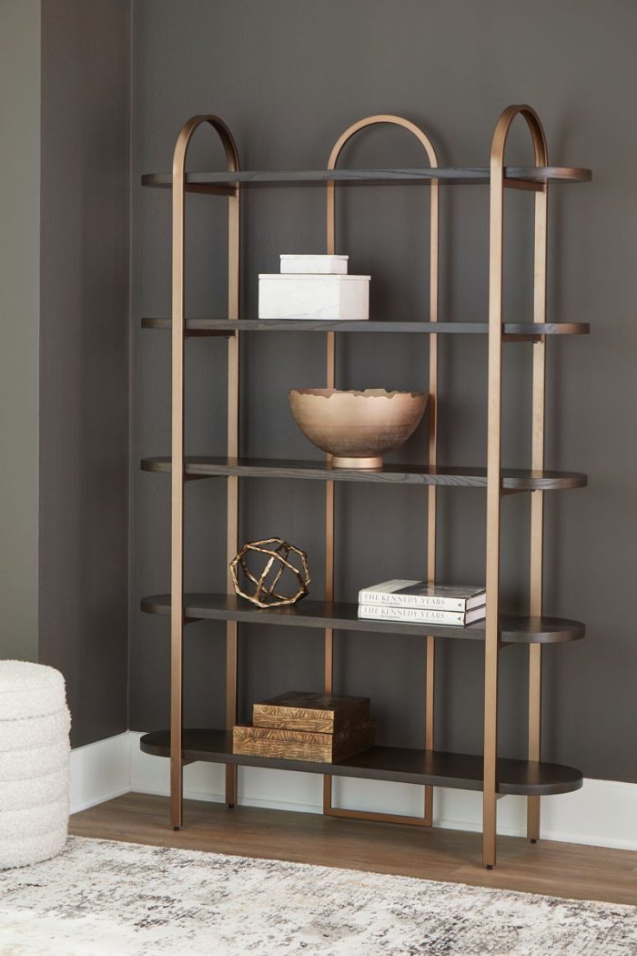 Brentmour - Brown / Gold Finish - Bookcase - Image 3