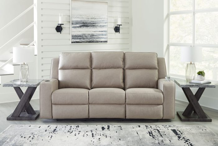 Lavenhorne - Pebble - Rec Sofa W/Drop Down Table - Image 4