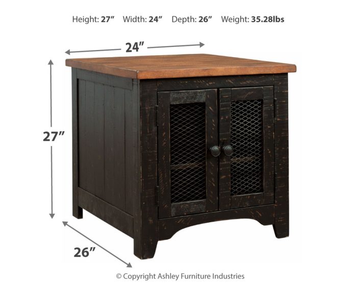 Valebeck - Black / Brown - Rectangular End Table - Image 3