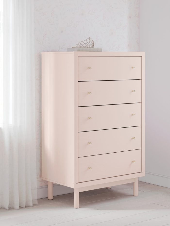 Wistenpine - Blush - Five Drawer Chest - Image 3