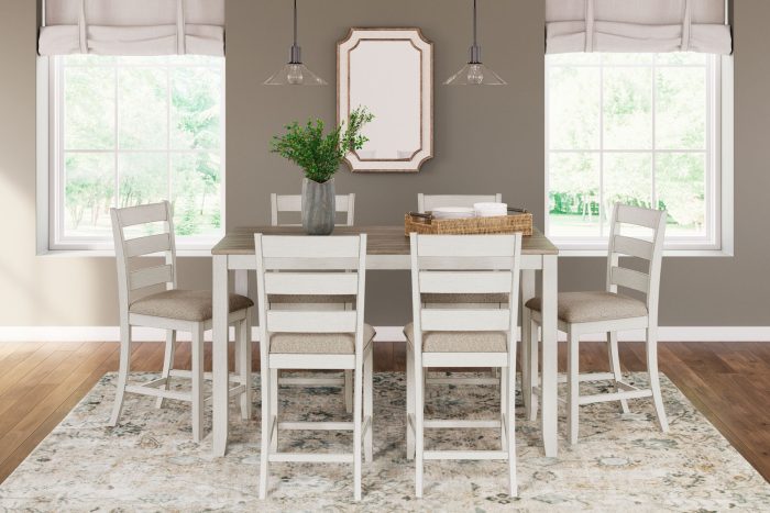 Skempton - White / Light Brown - Counter Height Dining Table and Bar Stools (Set of 7) - Image 3