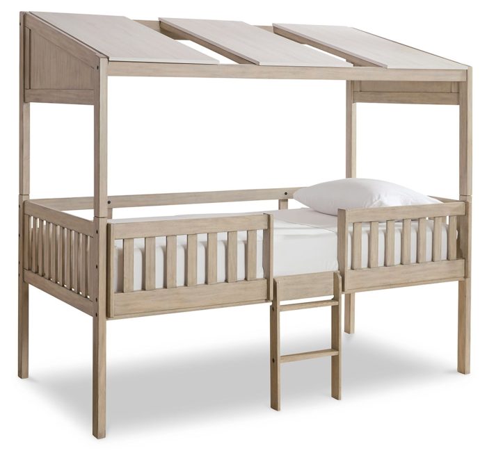 Wrenalyn - White / Brown / Beige - Twin Loft Bed with Roof Panels - Image 2