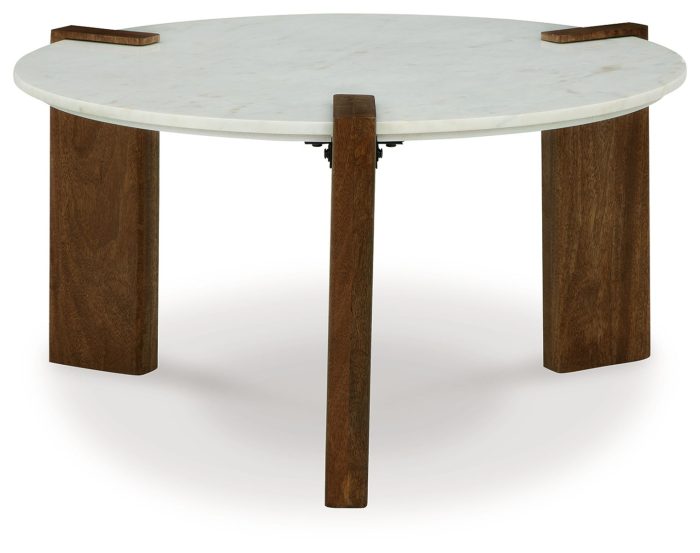 Isanti - White / Brown - Round Cocktail Table - Image 4