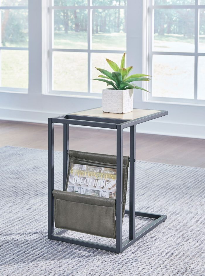 Freslowe - Light Brown / Black - Chair Side End Table with Magazine Basket - Image 4