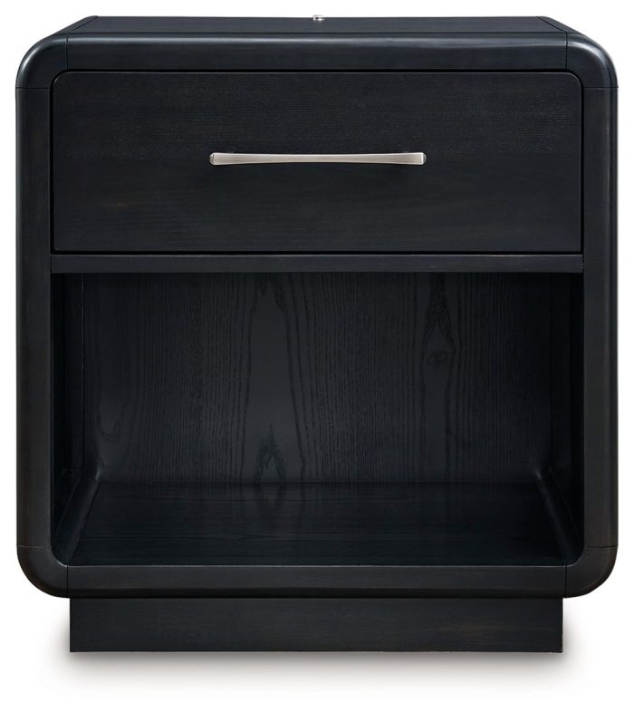 Rowanbeck - Black - One Drawer Night Stand - Image 2