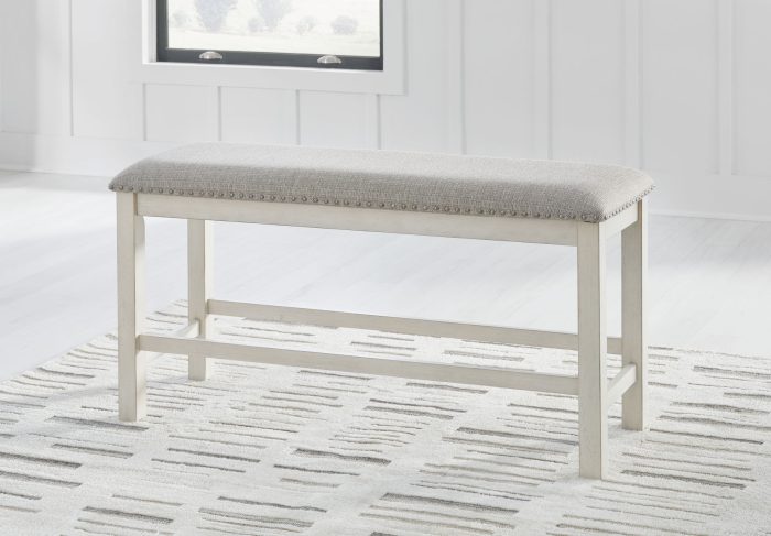 Robbinsdale - Antique White - Dbl Counter Height Upholstered Dining Bench - Image 3