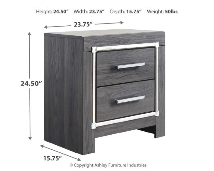 Lodanna - Gray - Two Drawer Night Stand - Image 2