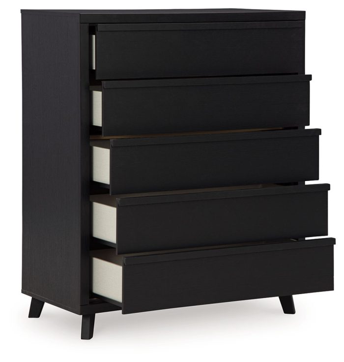 Danziar - Black - Five Drawer Wide Chest - Image 2