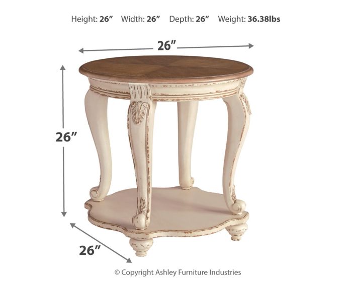 Realyn - White / Brown - Round End Table - Image 2