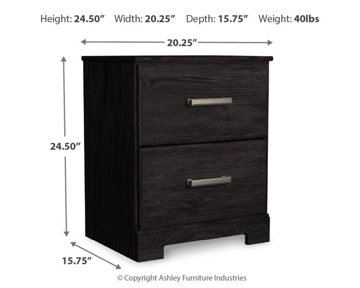 Belachime - Charcoal - Two Drawer Night Stand - Image 2