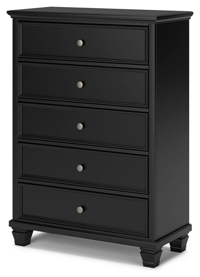 Lanolee - Black - Five Drawer Chest - Image 3