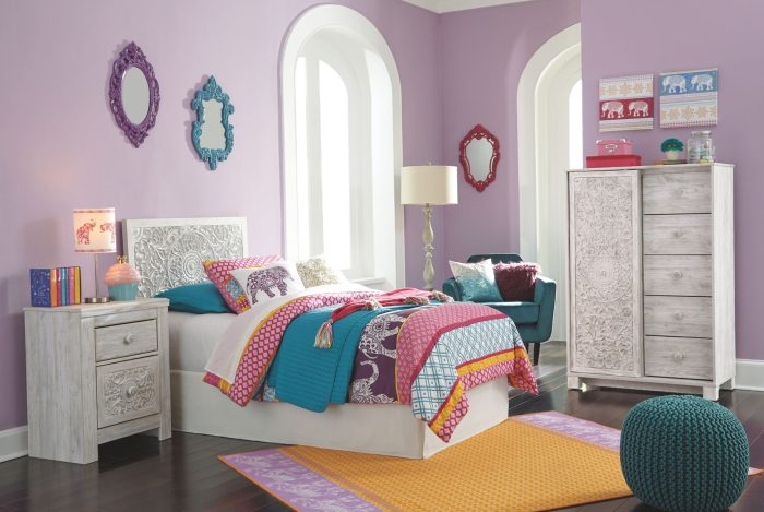 Paxberry - Whitewash - Twin Panel Headboard with Bolt on Bed Frame - Image 2