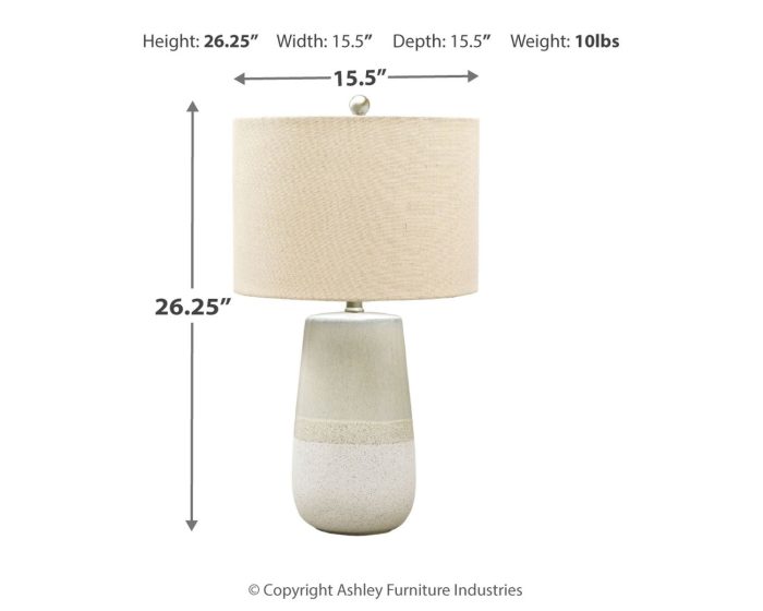 Shavon - Beige / White - Ceramic Table Lamp - Image 4